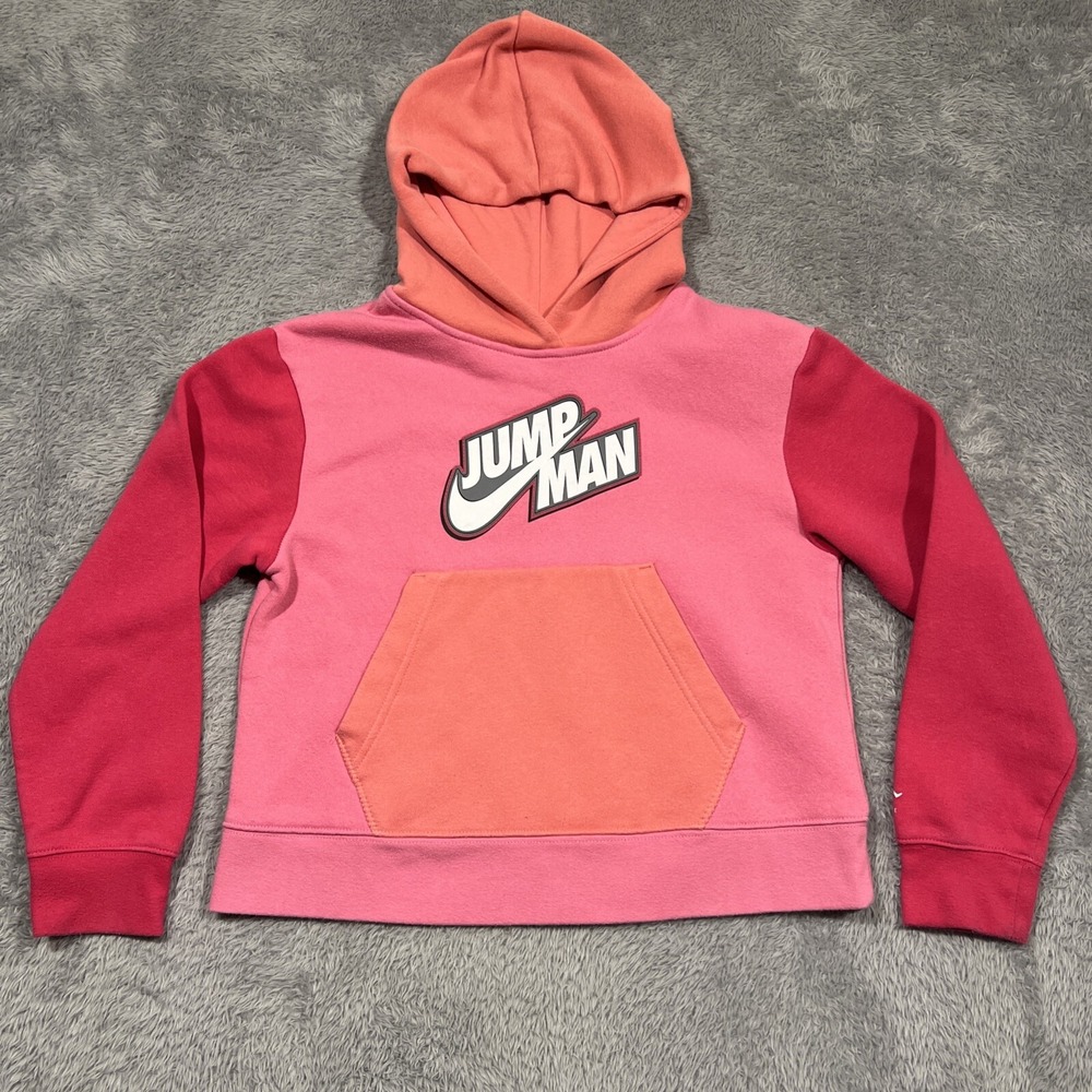 Jordan‎ Hoodie Jumpman Colorblock Pink Coral Red Kids Large 12-13Y